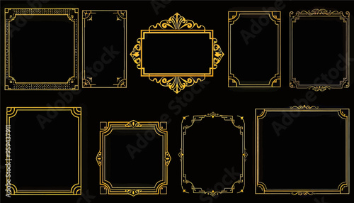 Gold-trimmed vintage-style blank cards with ornate borders, set of 6