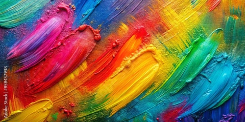 Vibrant and colorful abstract textured canvas with artistic paint brush strokes