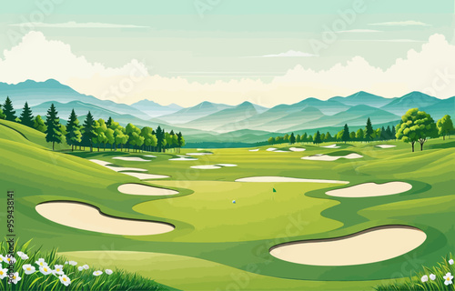 Golf Course with Hole and Greenery