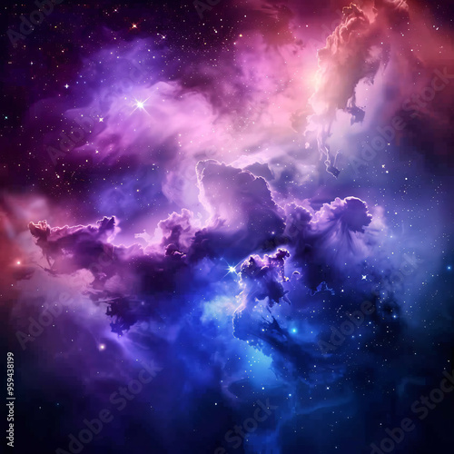 Beautiful space sky with nebula and glittering