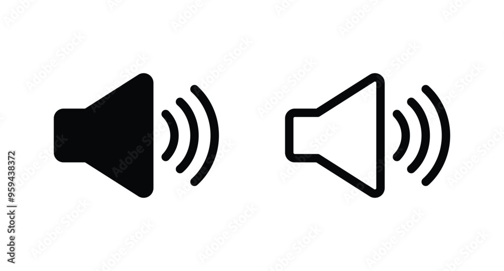 Speaker icon set. volume icon vector. Sound icon, volume symbol, speaker sign, audio control icon Speaker icon set. volume icon vector. Sound icon, volume symbol, speaker sign, audio control icon