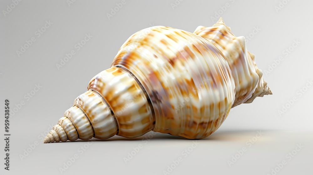 Obraz premium Mollusk closed seashell 3d realistic icon 