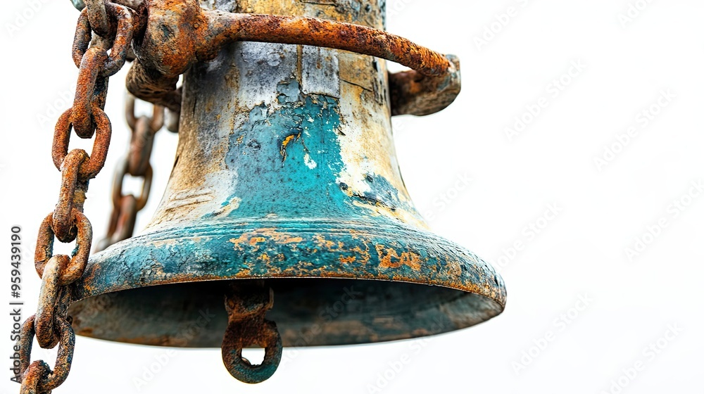 Fototapeta premium Weathered Bell with Rusted Chain Hanging