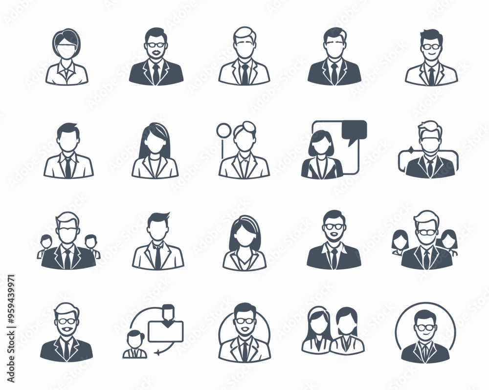 Professional Business People Icon Set Professional Business People Icon Set