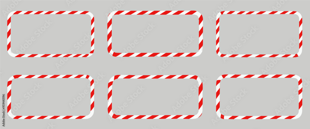 Red and white striped square frames