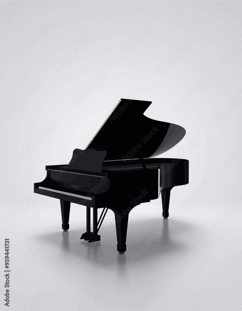 Upright Grand Piano with Black Finish and White Keys Upright Grand Piano with Black Finish and White Keys