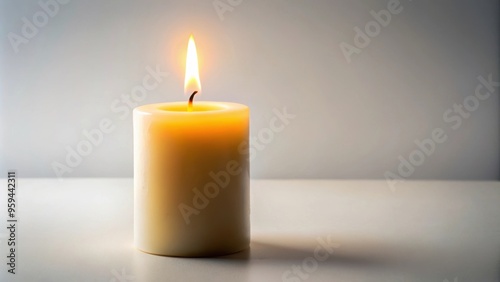 Wallpaper Mural Ritual candle with flame burning isolated on white background, candle, flame, wax, ritual, spiritual, light, fire Torontodigital.ca