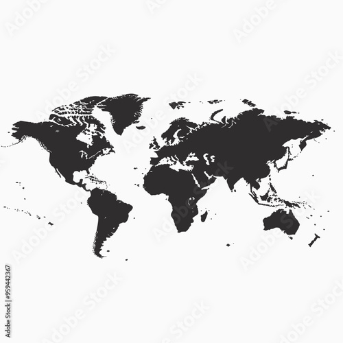 World Map in Black and White