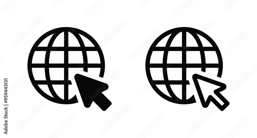 Globe Icon vector, Go to web symbol icon vector