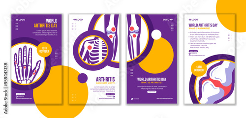 Arthritis Day Social Media Stories Flat Cartoon Hand Drawn Templates Background Illustration