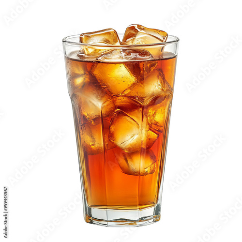 Wallpaper Mural A refreshing glass of iced tea with ice cubes against a white background, perfect for a summer drink theme or beverage concept. Torontodigital.ca