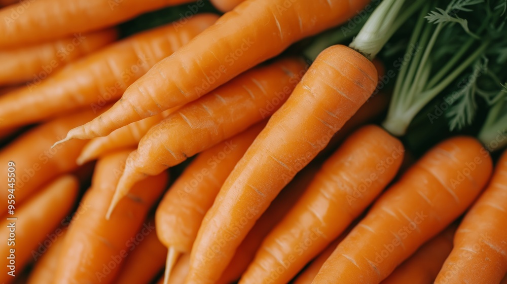 Freshly harvested orange carrots arranged in a neat pile, showcasing their natural shine and vibrant color. Freshly harvested orange carrots arranged in a neat pile, showcasing their natural shine and vibrant color.