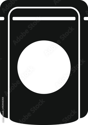 Black simple vector icon of a blank doypack packaging for food