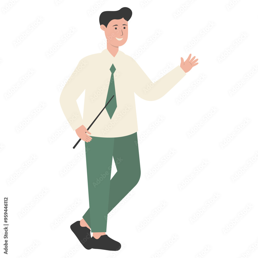 Teacher Staff Character While Holding a Book. Isolated on White Background. Flat Vector Illustration Teacher Staff Character While Holding a Book. Isolated on White Background. Flat Vector Illustration