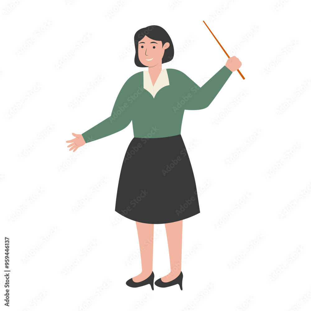 Teacher Staff Character While Holding a Book. Isolated on White Background. Flat Vector Illustration Teacher Staff Character While Holding a Book. Isolated on White Background. Flat Vector Illustration
