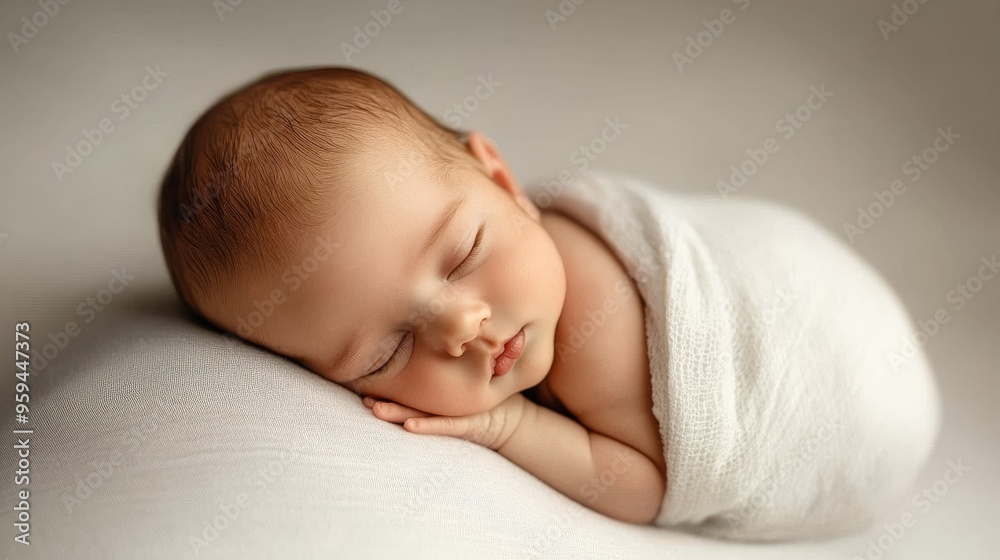 Gentle Serenity - Peaceful Newborn in Swaddle with Soft Natural Lighting and Minimalist Setup Gentle Serenity - Peaceful Newborn in Swaddle with Soft Natural Lighting and Minimalist Setup