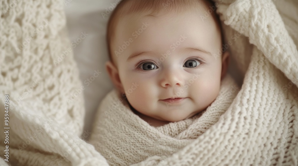 Innocence Unveiled: Close-up of Newborn Baby Wrapped in Neutral-Toned Swaddle under Soft Natural Light Innocence Unveiled: Close-up of Newborn Baby Wrapped in Neutral-Toned Swaddle under Soft Natural Light