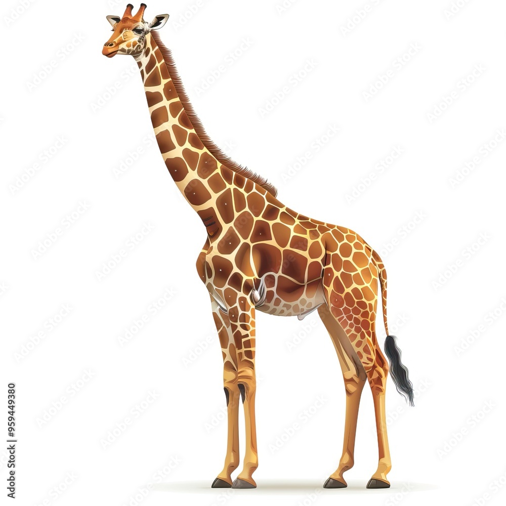 Obraz premium Vector Giraffe Standing Isolated 
