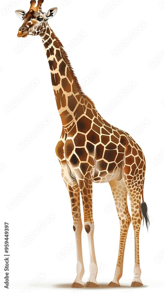 Fototapeta premium Vector Giraffe Standing Isolated 