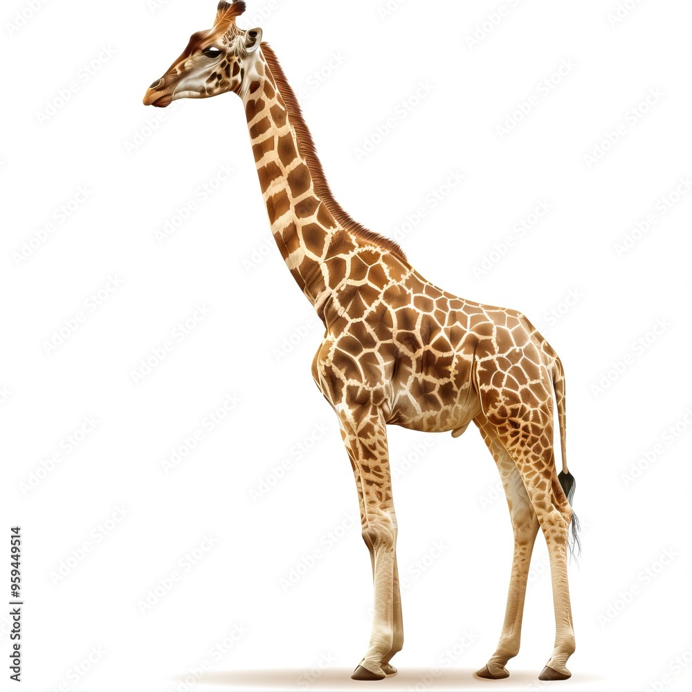 Fototapeta premium Vector Giraffe Standing Isolated
