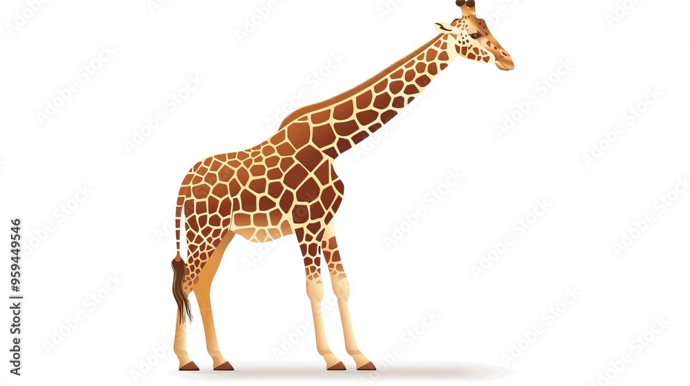 Naklejka premium Vector Giraffe Standing Isolated 