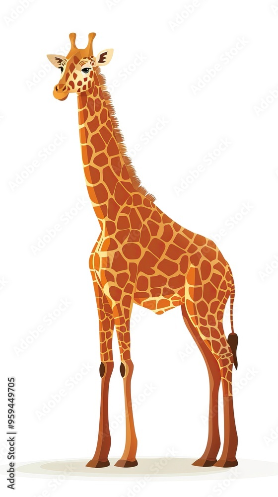 Obraz premium Vector Giraffe Standing Isolated 