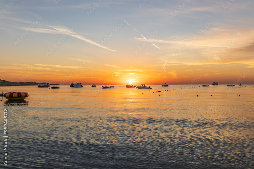 Fototapeta premium Sunrise over the sea. Panoramic seascape.