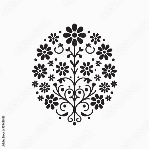 floral style gitter silhouette vector in white background editable eps 