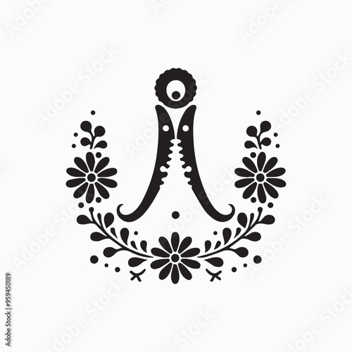 floral style gitter silhouette vector in white background editable eps 
