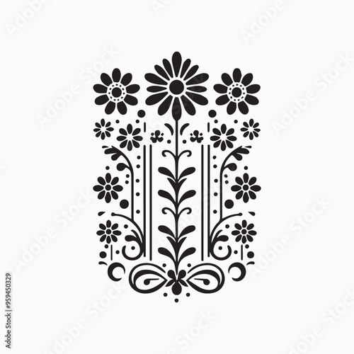 floral style gitter silhouette vector in white background editable eps 
