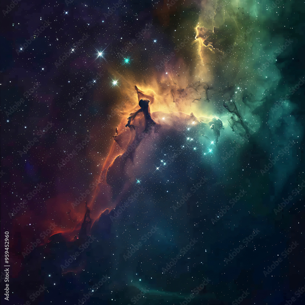 Fototapeta premium Beautiful space sky with nebula and glittering