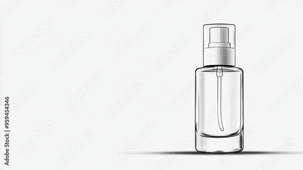 Minimalist hand drawn cosmetic bottle with clean lines, perfect for showcasing beauty products. Minimalist hand drawn cosmetic bottle with clean lines, perfect for showcasing beauty products.