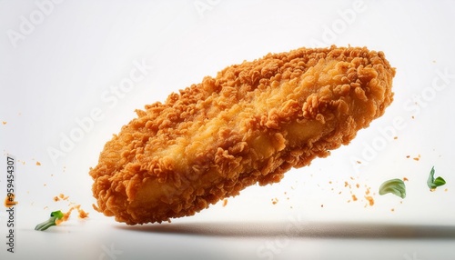 Floating tonkatsu with white background isolated