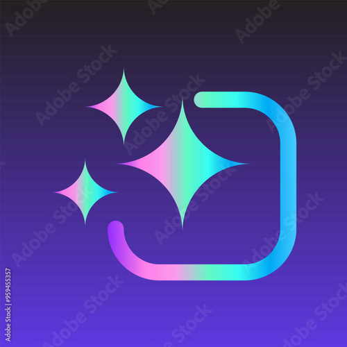 AI Generate logo, Artificial Intelligence colorful rainbow Gradient icon modern minimal Stars icon vector design , for your futuristic website or application image generator with AI