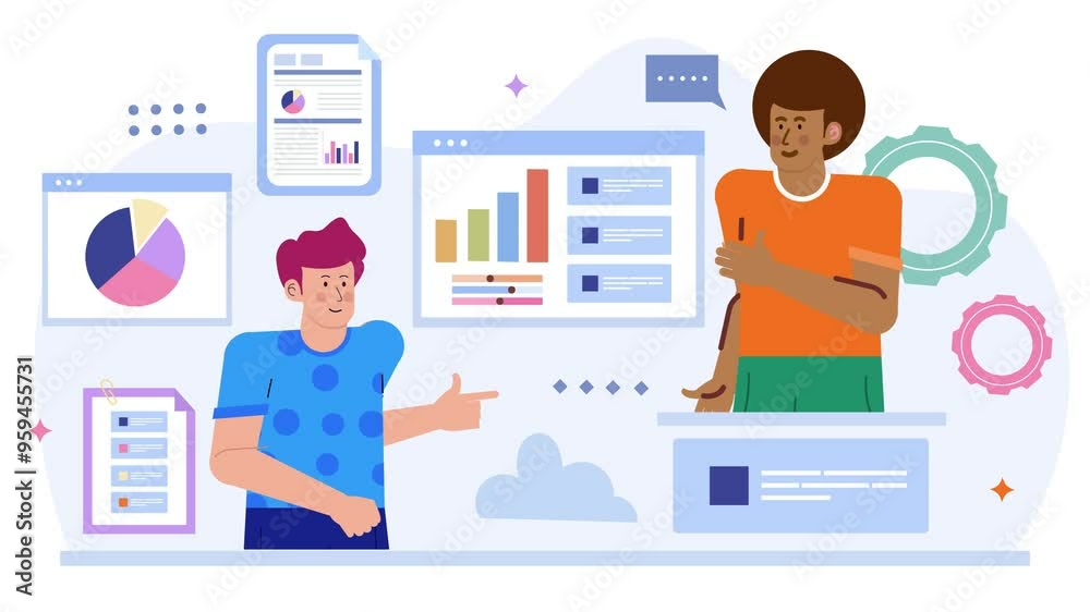 colleagues as a teamwork in brainstorming session symbolize ideas productivity and innovation illustration business animated video colleagues as a teamwork in brainstorming session symbolize ideas productivity and innovation illustration business animated video
