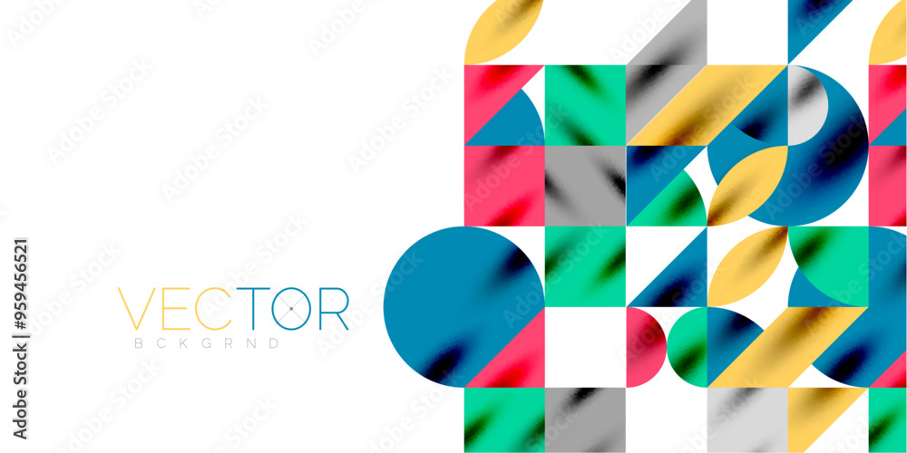 Triangles, round triangles and circles techno art. Vector Illustration For Wallpaper, Banner, Background, Card, Book Illustration, landing page