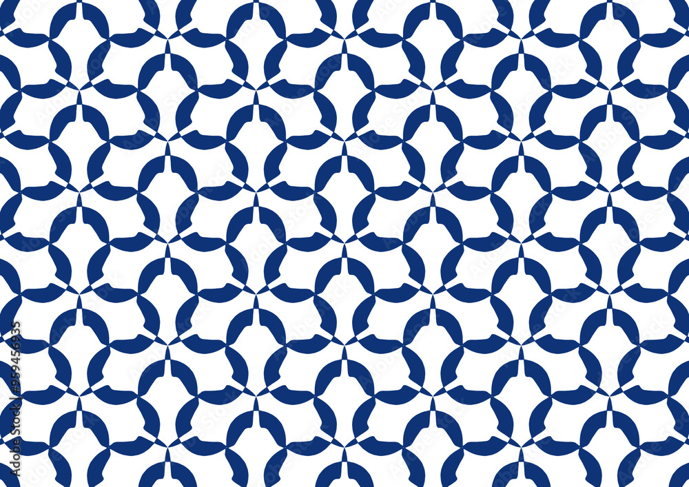 Fototapeta premium white and blue background abstract doodle art pattern seamless pattern with flowers