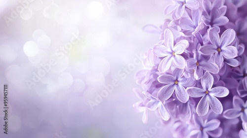 Lilac Flowers Bouquet with Soft Blurred Background