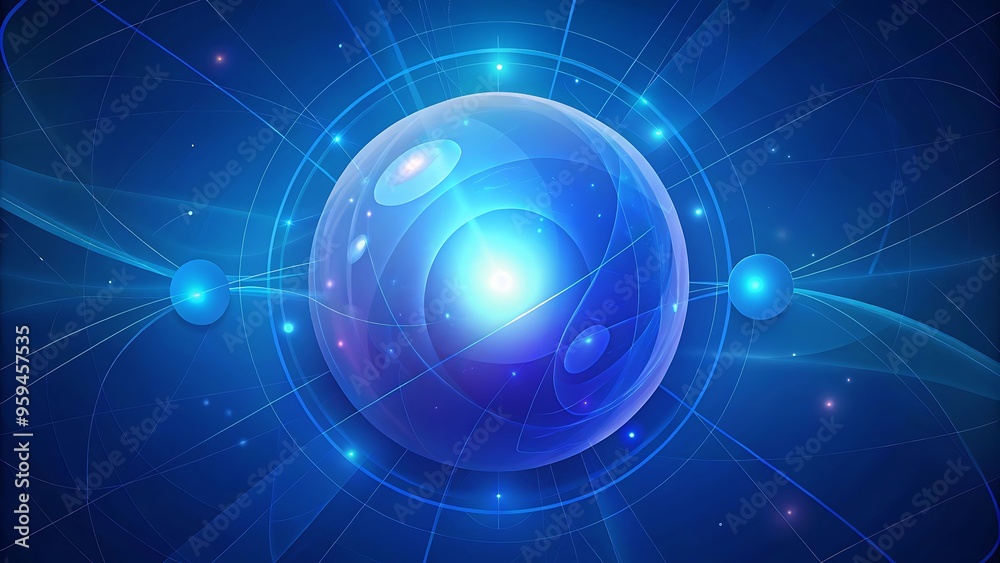 Fototapeta premium Abstract Blue Sphere with Glowing Lines