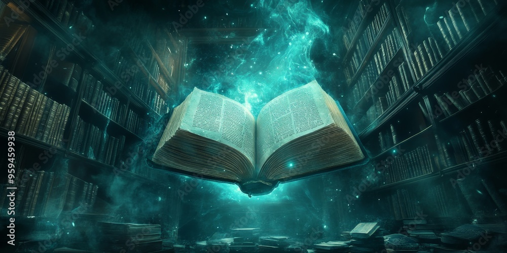 Ethereal Floating Book: Abstract Visualization of Ancient Wisdom and ...