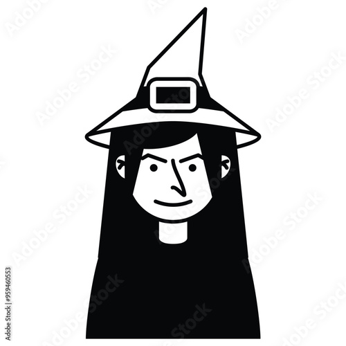 Halloween Witch Avatar Outline