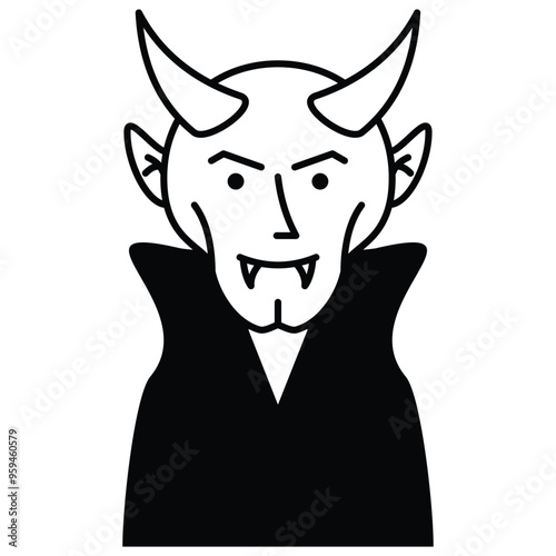 Halloween Devil Avatar Outline