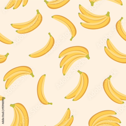 Banana Bonanza: A playful, seamless pattern of bright yellow bananas, perfect for adding a touch of tropical whimsy to designs. 