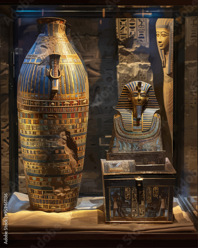 Ancient Egyptian Artifacts: Vase of Osiris and Sarcophagus of Seti I