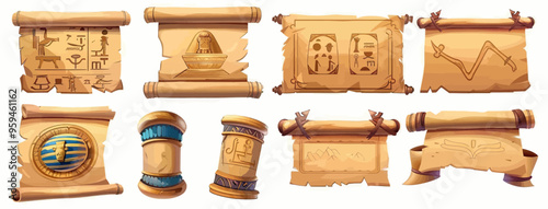 Ancient Scrolls and Tablets: A Collection of Antique Papyrus and Wooden Documents