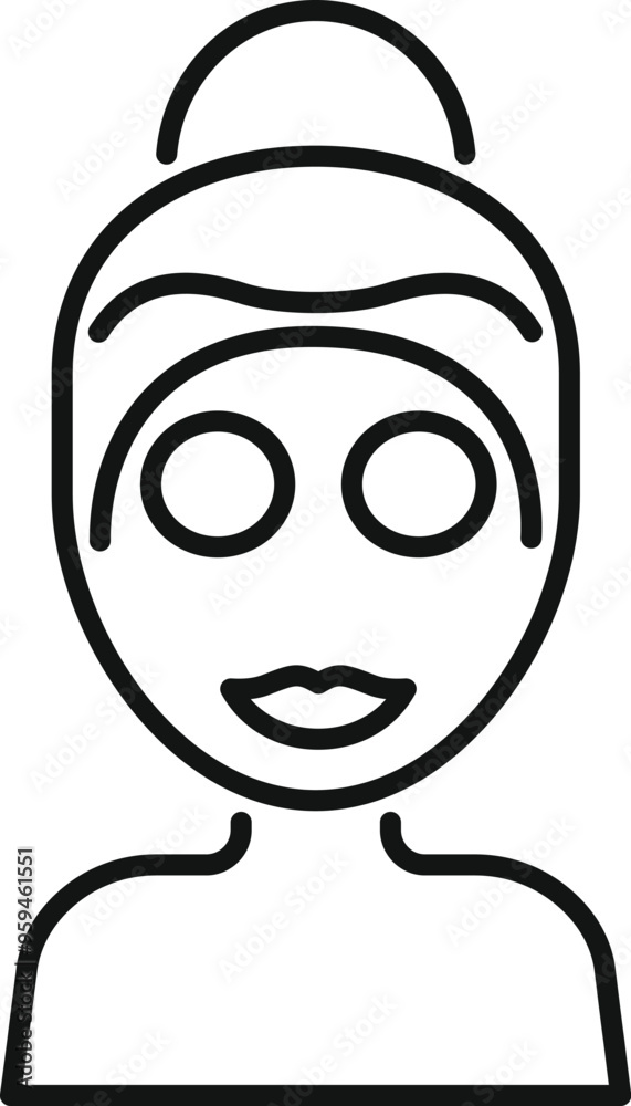 This simple and sleek line icon depicts a woman indulging in a relaxing beauty treatment with cucumber slices on her eyes This simple and sleek line icon depicts a woman indulging in a relaxing beauty treatment with cucumber slices on her eyes