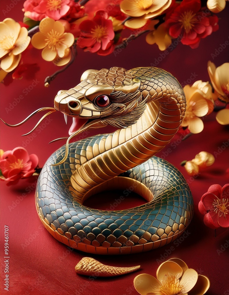 Obraz premium Chinese zodiac year of the snake, 2025