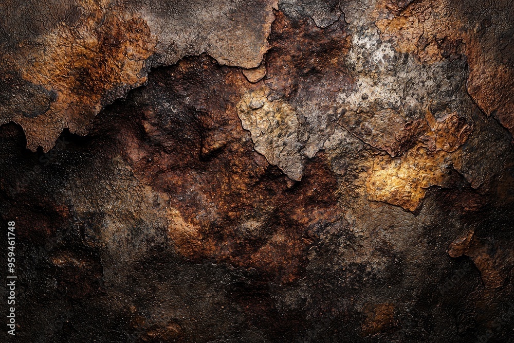 Textured metal surface with rust and peeling layers, showcasing a blend of earthy tones and industrial aesthetics. Textured metal surface with rust and peeling layers, showcasing a blend of earthy tones and industrial aesthetics.