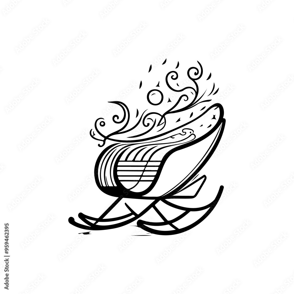 Sleigh Icon hand draw black colour christmas day logo symbol perfect. Sleigh Icon hand draw black colour christmas day logo symbol perfect.