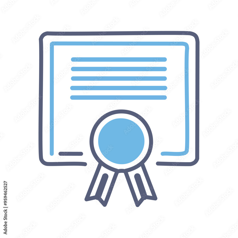 Certified document icon. Hand drawn illustration of a certified document with a seal. Certified document icon. Hand drawn illustration of a certified document with a seal.